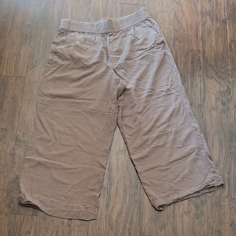 Madewell Elastic-Waist Wide-Leg Pants in Taupe